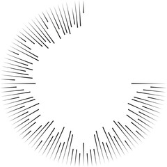 Rays tapering outward from the empty center.