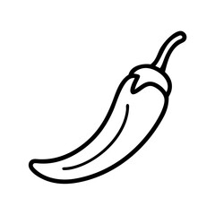 Isolated vector illustration of a hot chili pepper outline drawing for spicy food designs and art