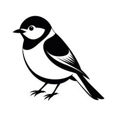 black vector silhouette black capped chickadee white