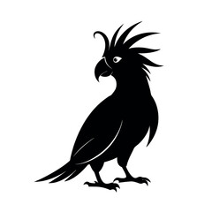 black vector silhouette cockatoo white background