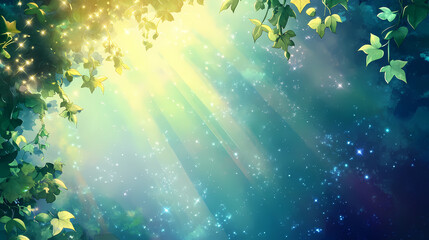 Vibrant overlays of dynamic lens effects and bright bursts of sun rays. Stellar Ivy. Illustration