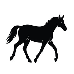horse walking slowly lowered head vector line art 