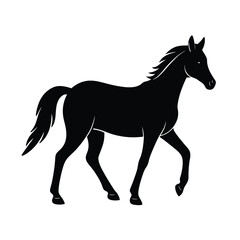 horse walking slowly lowered head vector line art 