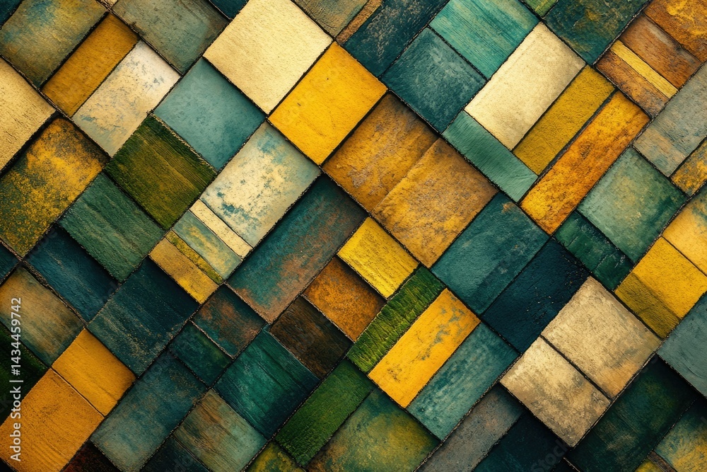 Leinwandbilder Abstract geometric pattern of colorful squares, creating a visually appealing diagonal design.