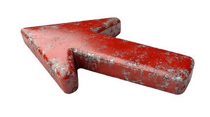 Glossy red arrow pointing left, isolated on white background