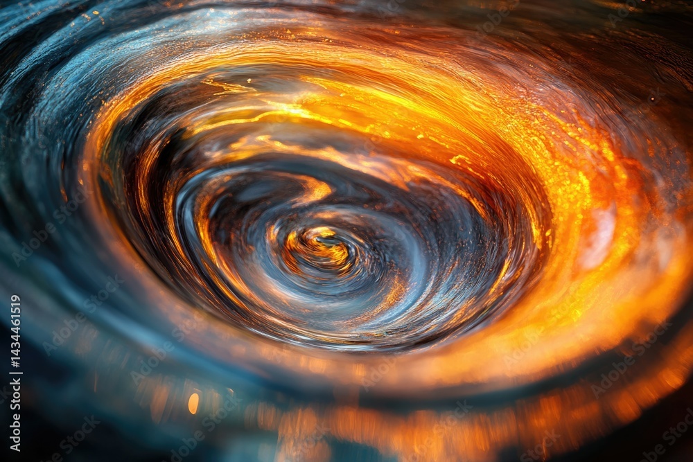 Poster a mesmerizing swirling vortex of fiery orange and cool blue hues, creating a captivating abstract im