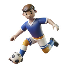 Obraz premium 3D Render of a Cartoon Soccer Player in Action