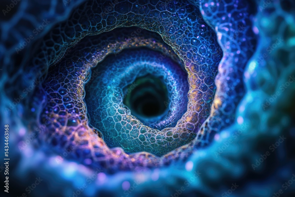 Aufkleber abstract swirling blue and purple nebula with bubbly texture, creating a mesmerizing cosmic tunnel.