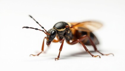 Close-up of single insect on pure white background, macro, nature