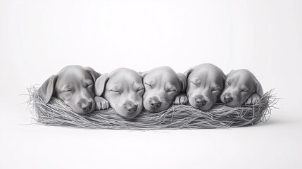 Cute puppy dog sleeping in a basket