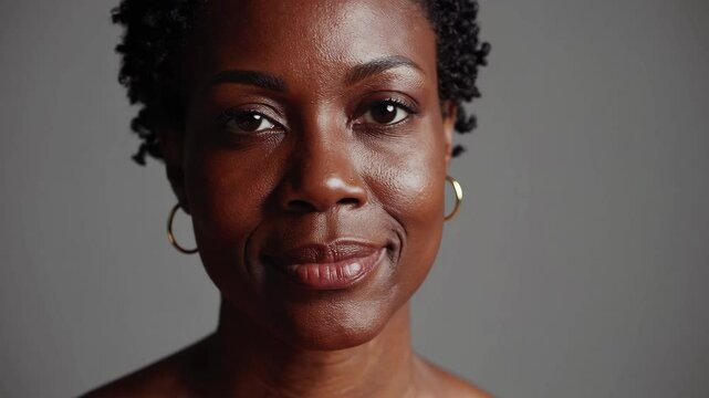 Contemplative expressions: portrait of woman transitioning from neutral to gentle smile
