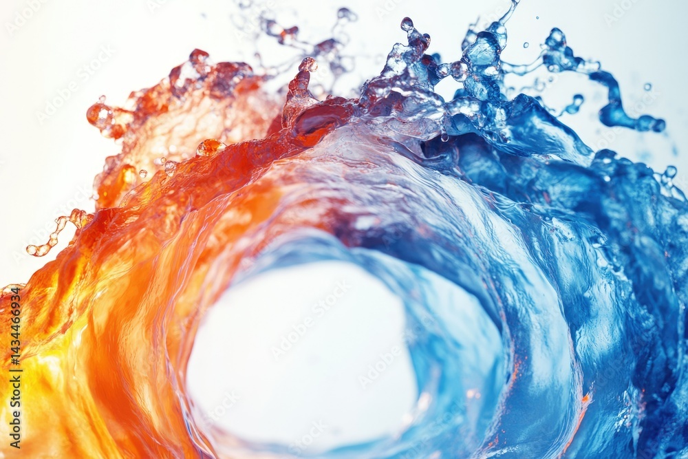 Poster a mesmerizing swirl of hot and cold water creating a vibrant, abstract vortex.