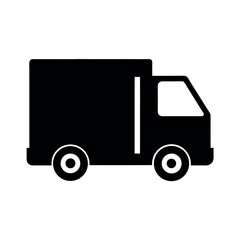 black vector silhouette simple delivery truck white