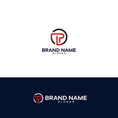 Modern P Circle: Bold Red Black Vector Logo