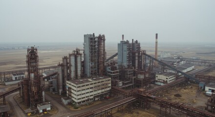 Obraz premium Aerial View of Derelict Industrial Plant