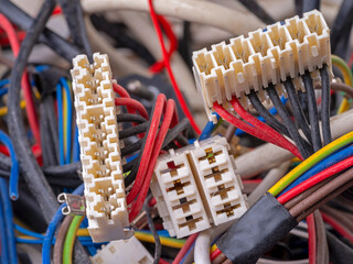 Electrical connectors, plugs and sockets with cables.