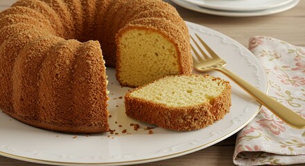 Delicious sliced bundt cake ready to eat