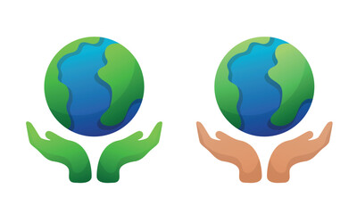 Planet Earth in our hands. Environmental protection illustration. Vector clipart.