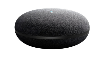 Grey wireless portable speaker, sleek and compact design, isolated on white background