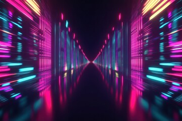 Abstract neon soundwave equalizer background with vibrant light