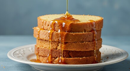Honey drizzled stacked bread