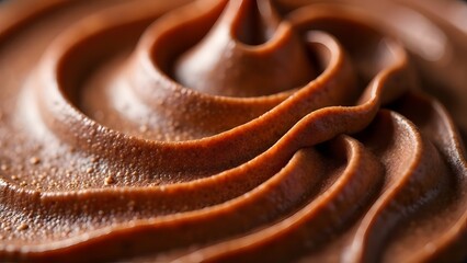 Macro photo of mocha mousse cream texture with swirls