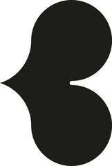 Two black-filled circles merged to create a shape resembling a heart or lips, with smooth contours and spacing.