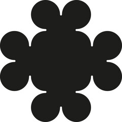 Abstract composition of merged circles forming a rounded shape with smooth black fills, suitable for a logo.