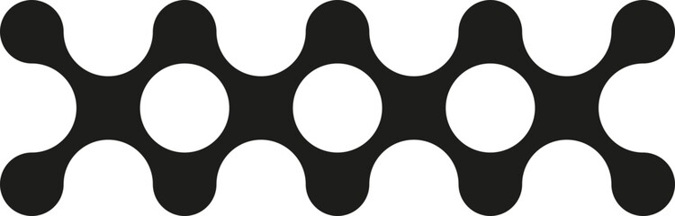Rectangular shape created by merged blob-like circles filled with black and evenly spaced.
