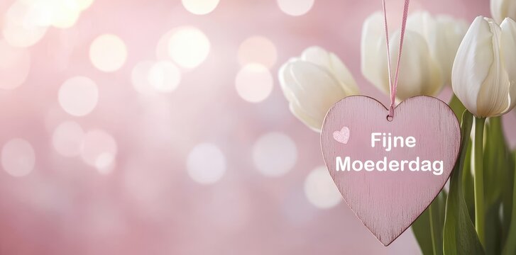 Fijne Moederdag - Happy Mothers Day in Dutch language greeting card	
