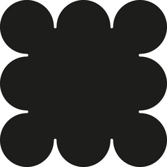 Squared cloud design formed by merging 8 black-filled circles with smooth contours.