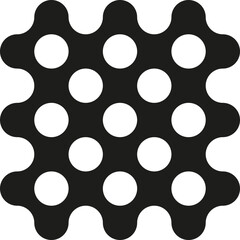 Wave-like contour with black-filled circles inside, merged into a smooth shape.