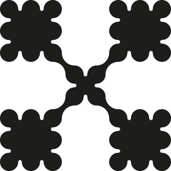 X-shaped clouds formed by merging black-filled circles with smooth transitions.