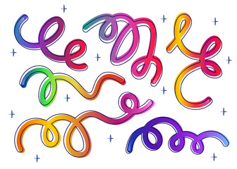 Obraz premium Colorful neon abstract gradient curvy line shapes. Flat vector illustration.