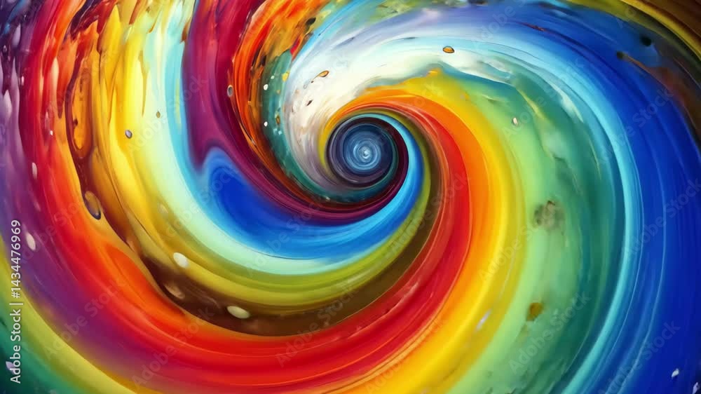 Poster vibrant colors swirl and explode from the center, creating a dynamic and mesmerizing pattern, remini