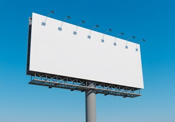 Obraz premium Blank Billboard Against Blue Sky Outdoor Advertising, Mockup for Ads and Marketing, Highway Signage.