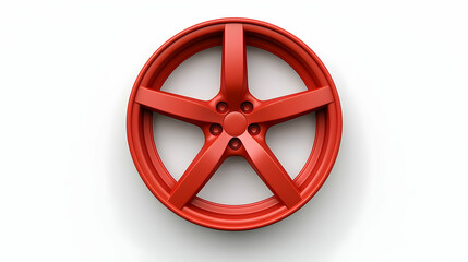 Obraz premium Red Five Spoke Alloy Wheel on White Pedestal