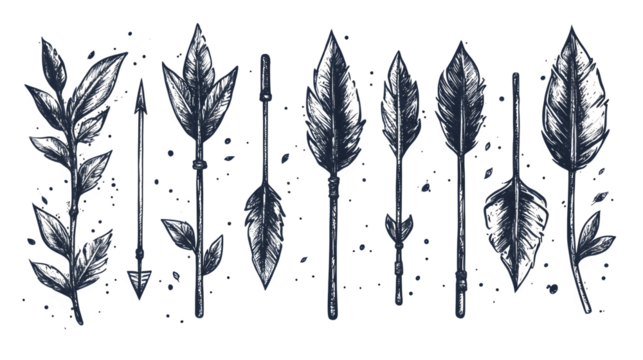 Hand-drawn arrow doodle set isolated on white background - Powered by Adobe