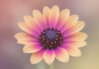 Obraz premium Close-up of a Beautiful Osteospermum Flower Yellow, Purple, and Detailed Petals for Floral Design