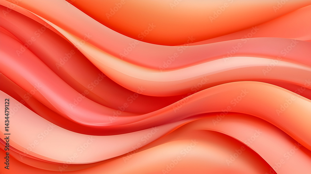 Aufkleber Red Orange Gradient Abstract Background with Smooth Waves