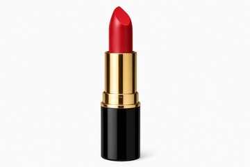 Bright Red Lipstick Showcasing a Classic Design With a Glossy Finish and Metallic Casing