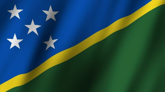 Solomon Islands flag waving in the breeze on a bright sunny day showcasing national pride and identity