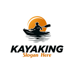 Kayaking sport logo design silhouette