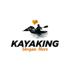 Kayaking sport logo design silhouette