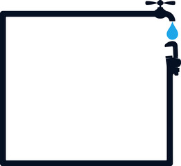 Fototapeta premium Square frame sign with water key and water tap, plumbing repair service