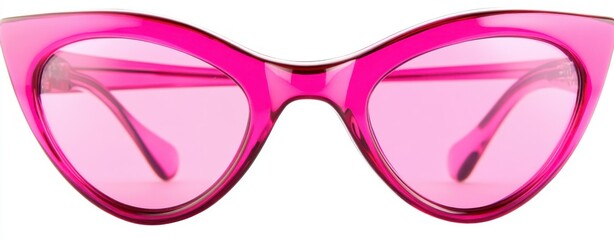 A pair of bright pink cat-eye sunglasses with pink lenses