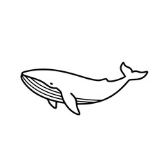 Fototapeta premium Swimming Whale Line Icon - Simple Vector Outline in minimalistic black and white design