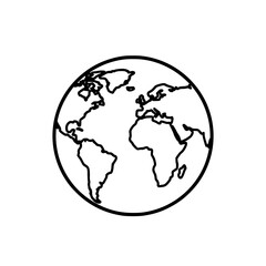 Earth Globe Line Icon - Simple Vector Outline in minimalistic black and white design