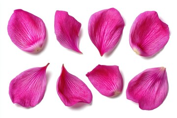 Delicate Petal Symphony: A collection of vibrant, pink petals delicately arranged, inviting a sense of peace and elegance in a close-up, studio capture. 