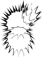 Four explosion patterns forming a bold and energetic abstract burst with varied outlines.